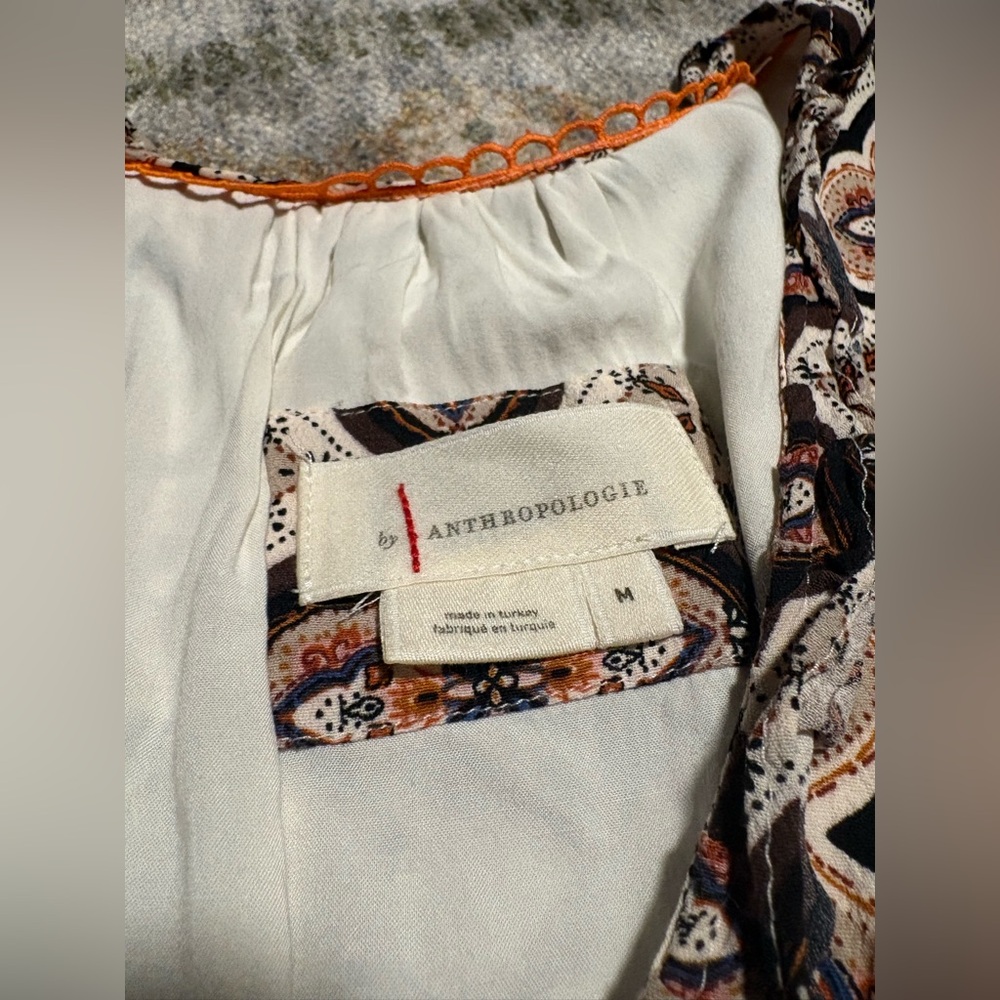 Anthropologie Tiered V-Neck Mini Dress Womens Medium Long Sleeve Boho - Picture 6 of 10